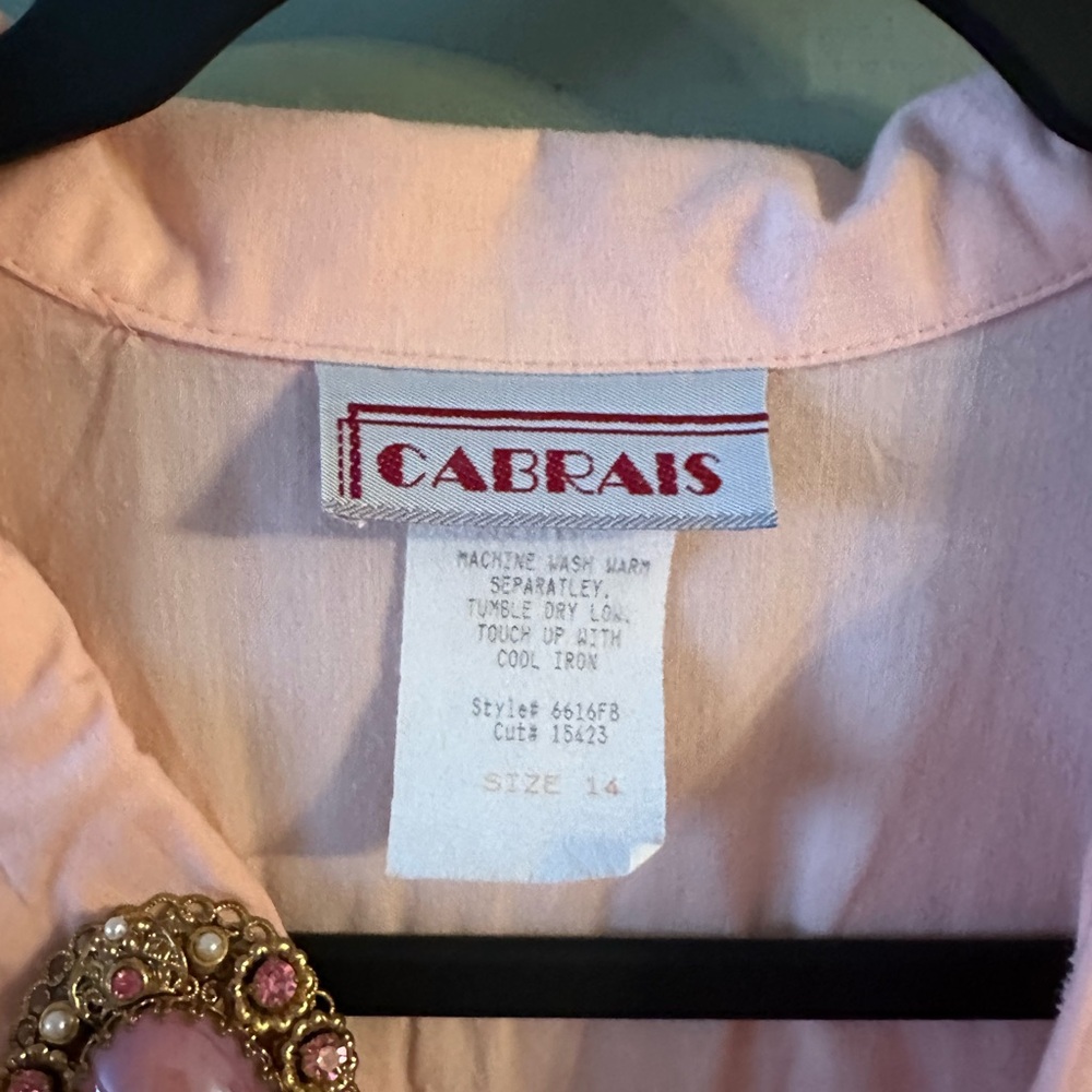 Vintage 80’s Cabrais Women’s Light Pink Button Up Dress - Picture 3 of 5